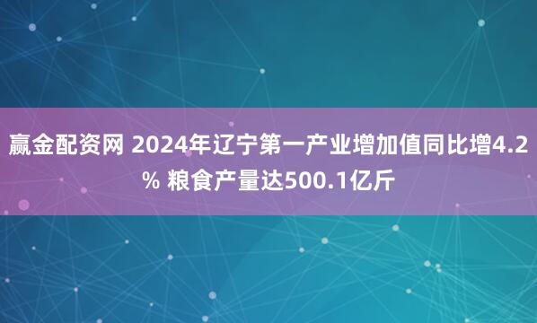 赢金配资网 2024年辽宁第一产业增加值同比增4.2% 粮食产量达500.1亿斤