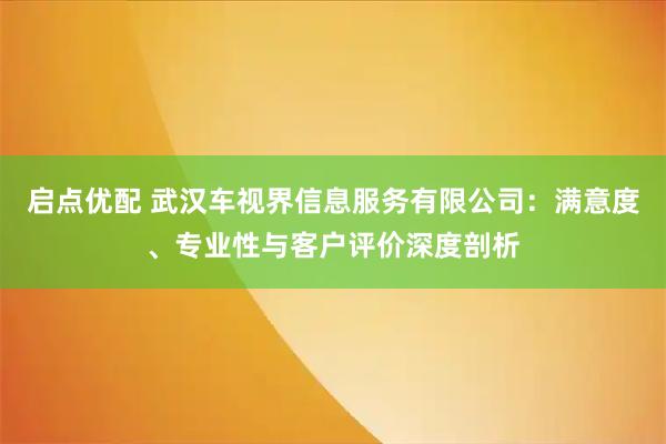 启点优配 武汉车视界信息服务有限公司：满意度、专业性与客户评价深度剖析